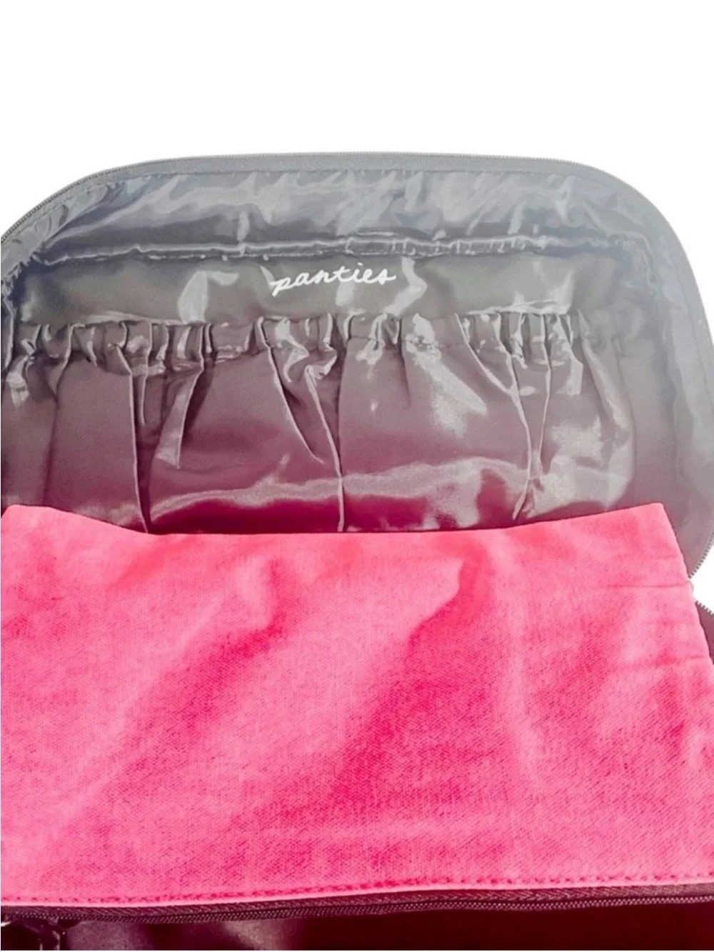 Victoria’s Secret Pink Train Case Makeup Cosmetic Travel Bag Striped Vanity